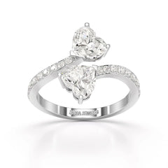 2.1 CT Double Heart Shaped Lab Diamond Ring Jama Jewels