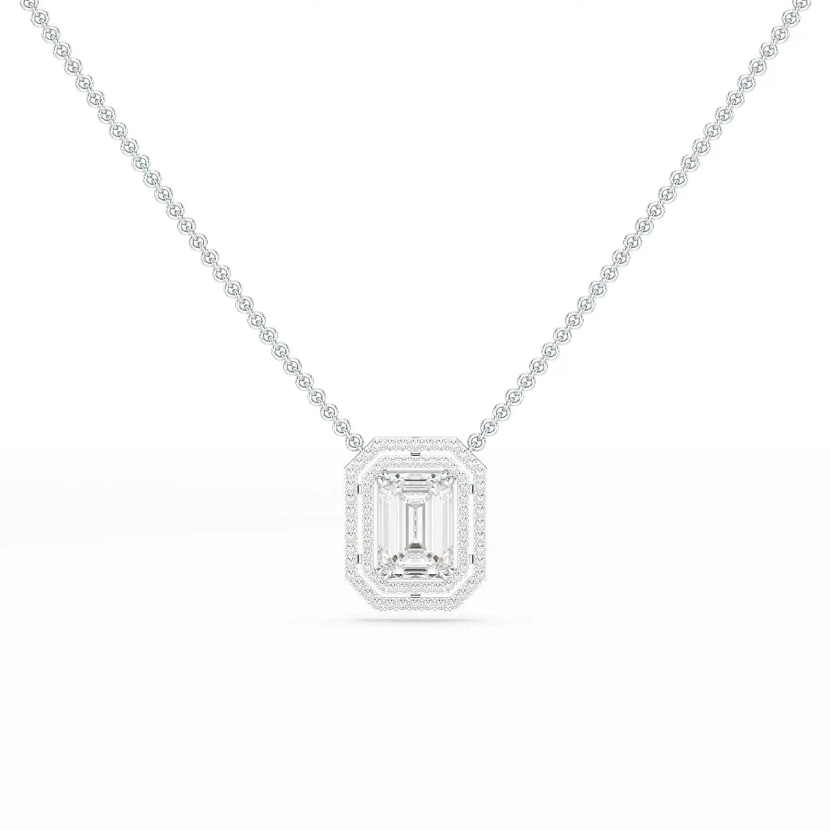 11.43 CT Emerald Cut Halo Lab Diamond Pendant