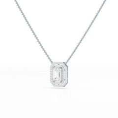 11.43 CT Emerald Cut Halo Lab Diamond Pendant