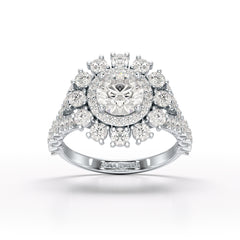 2.63 CT Double Halo Lab Diamond Wedding Ring - Jama Jewels