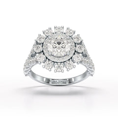 2.63 CT Double Halo Lab Diamond Wedding Ring - Jama Jewels