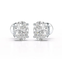 1 CT Oval Pair Solitaire Lab Diamond Stud Earrings