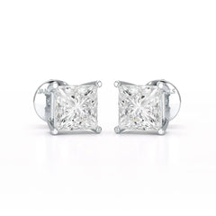 Single Princess Cut Lab Diamond Stud Earrings