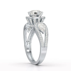 2.09 CT Round Cut Halo Lab Diamond Engagement Ring