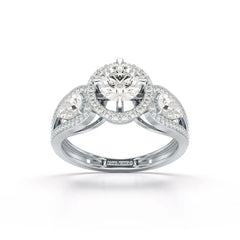 2.09 CT Round Cut Halo Lab Diamond Engagement Ring