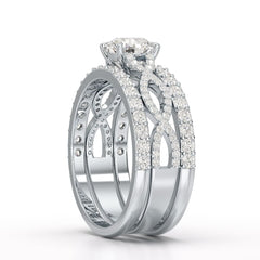 2.12 CT Lab Diamond Halo Triple Row Engagement Ring
