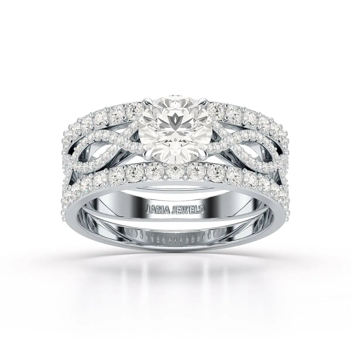 2.12 CT Lab Diamond Halo Triple Row Engagement Ring