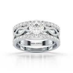 2.12 CT Lab Diamond Halo Triple Row Engagement Ring