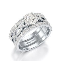 2.12 CT Lab Diamond Halo Triple Row Engagement Ring