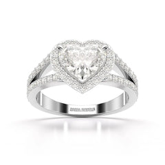 2.35 CT Lab Diamond Heart Shaped Halo Ring