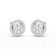 2.36 CT Round Cut Halo Lab Diamond Earring