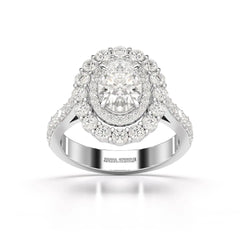 2.39 CT Lab Diamond Oval Cut Halo Engagement Ring
