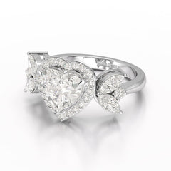 2.41 CT Lab Diamond Heart Cut Halo Ring