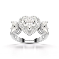 2.41 CT Lab Diamond Heart Cut Halo Ring