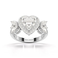 2.41 CT Lab Diamond Heart Cut Halo Ring