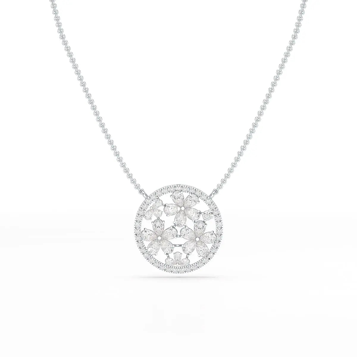 2.57 CT Pear Cut Flower Lab Diamond Pendant