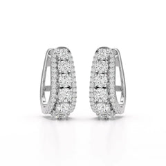 2.71 CT Lab Diamond Round Cut Hoop Earrings Jama Jewels