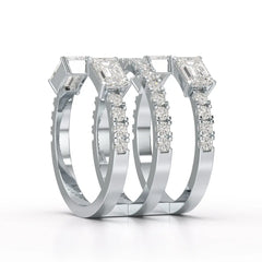 2.83 CT Three Layer Emerald Cut Lab Diamond Ring Jama Jewels
