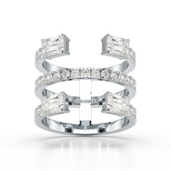 2.83 CT Three Layer Emerald Cut Lab Diamond Ring Jama Jewels