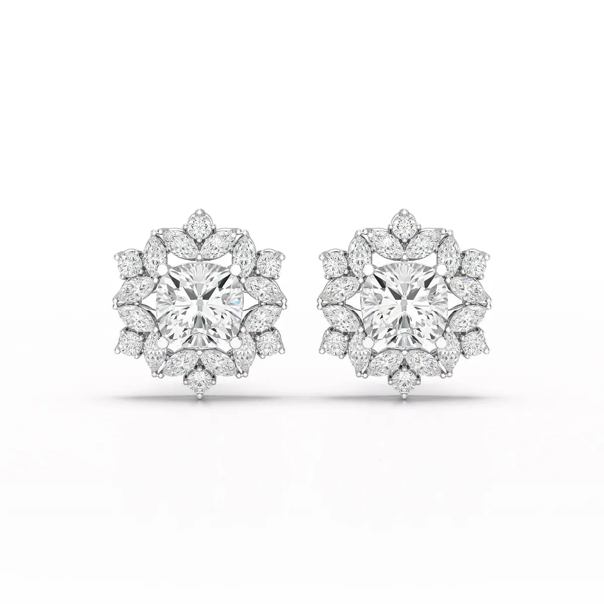 2.94 CT Lab Diamond Halo Cushion Earring Jama Jewels