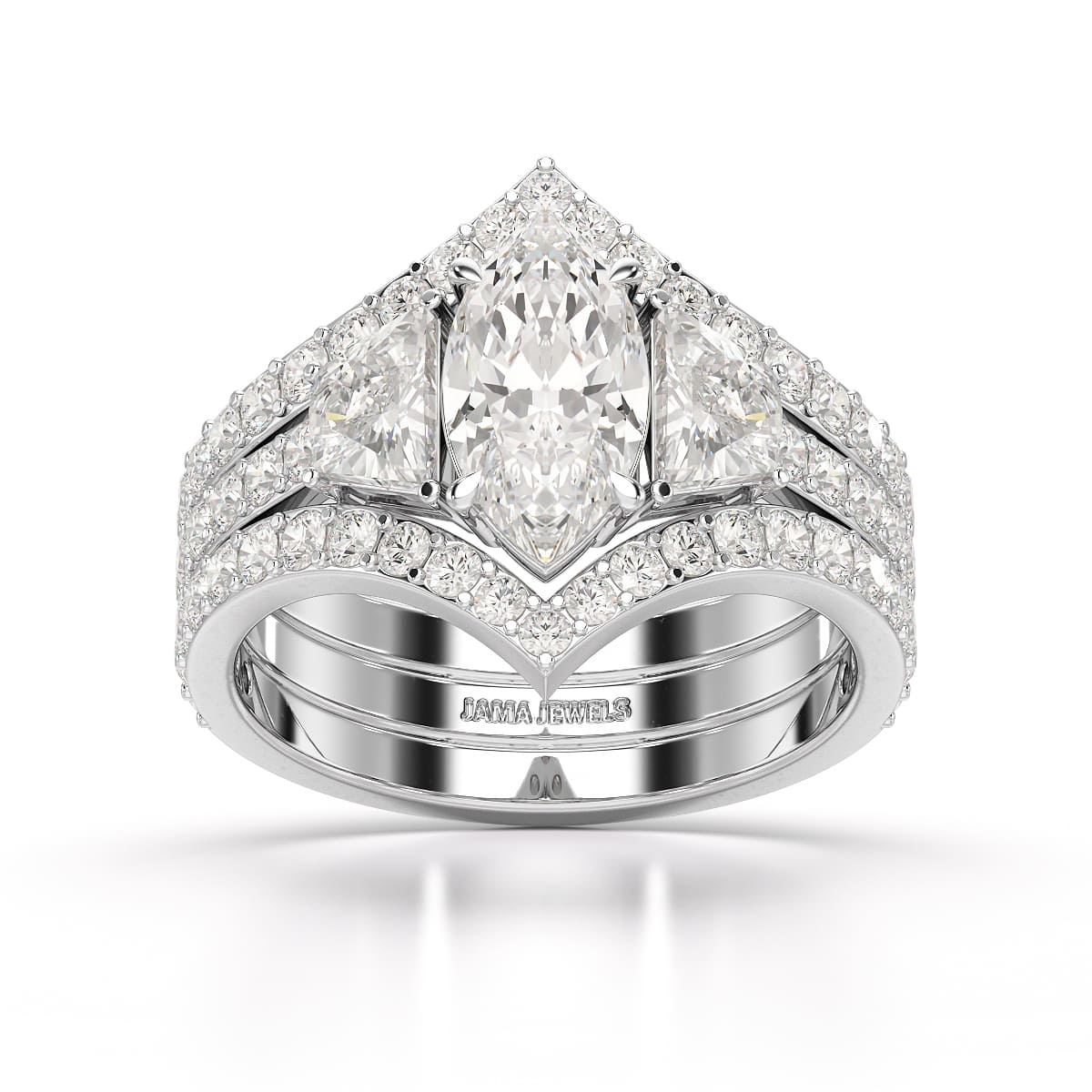 3.14 CT Marquise Cut Lab Diamond Layered Ring
