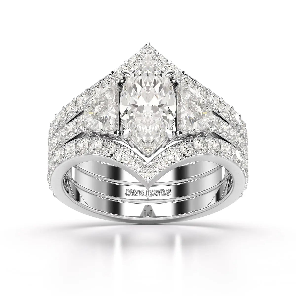 3.14 CT Marquise Cut Lab Diamond Layered Ring