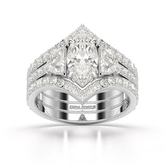 3.14 CT Marquise Cut Lab Diamond Layered Ring
