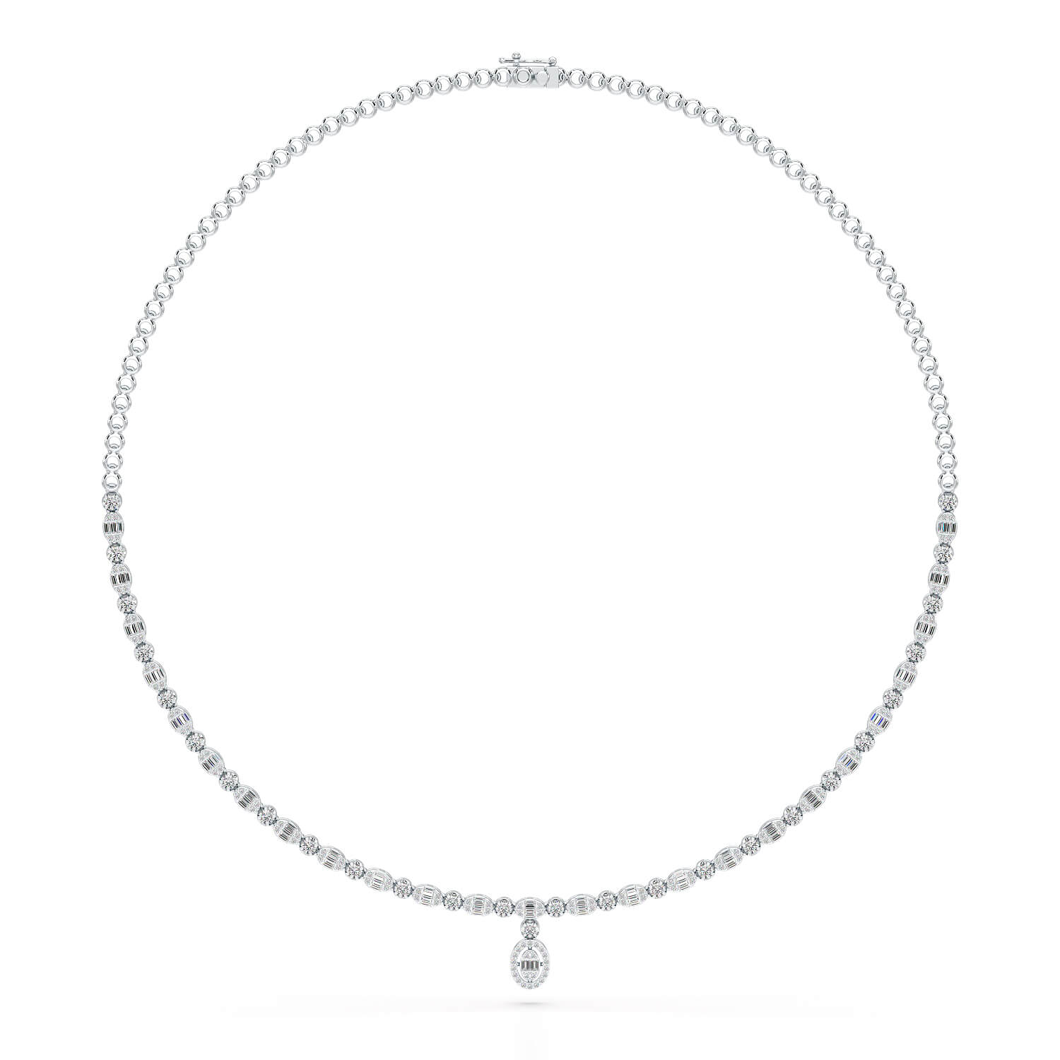 Baguette Cut Lab Created Diamond 3.53 CT Necklace