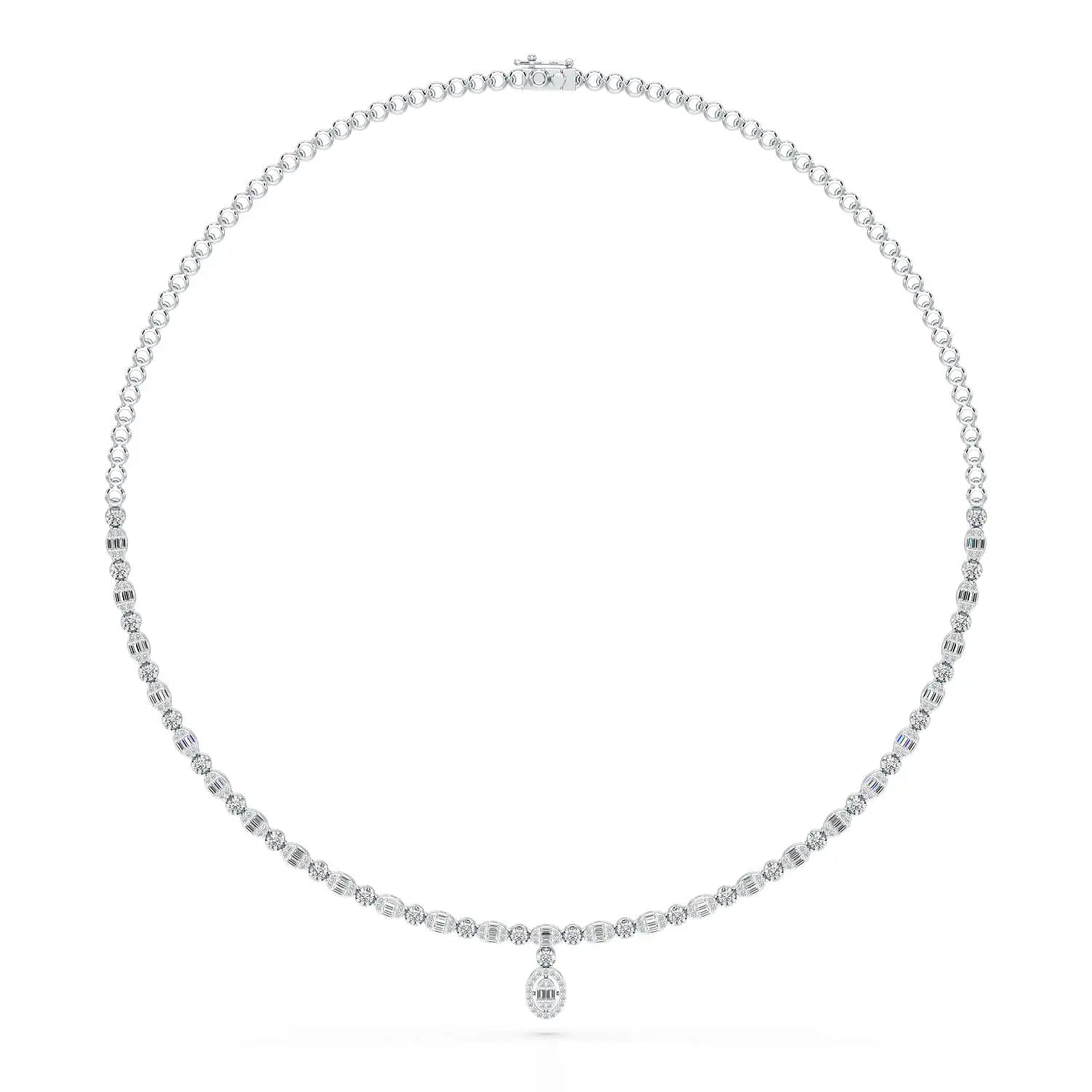 Baguette Cut Lab Created Diamond 3.53 CT Necklace