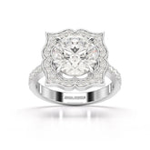 3.65 CT Lab Diamond Halo Round Cut Flower Ring Jama Jewels
