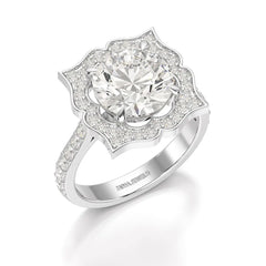3.65 CT Lab Diamond Halo Round Cut Flower Ring Jama Jewels