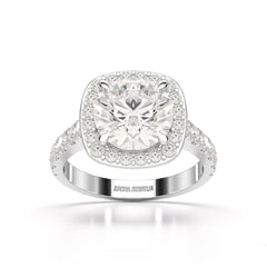 3.8 CT Lab Diamond Round Cut Halo Ring Jama Jewels