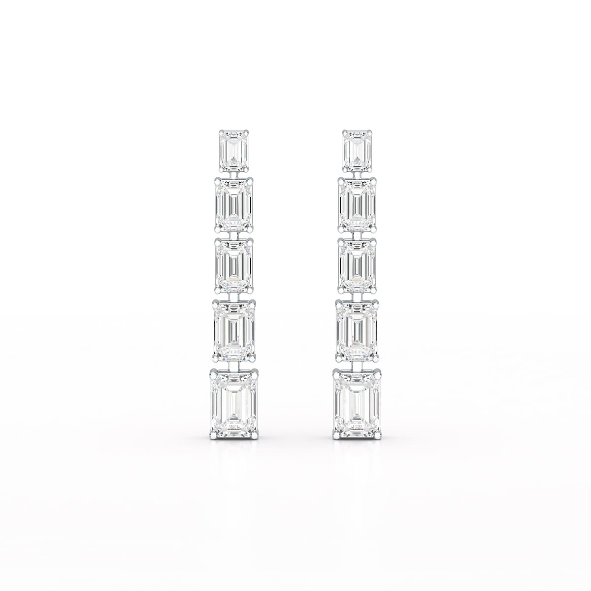 4.09 CT Emerald Cut Lab Diamond Dangle Earrings