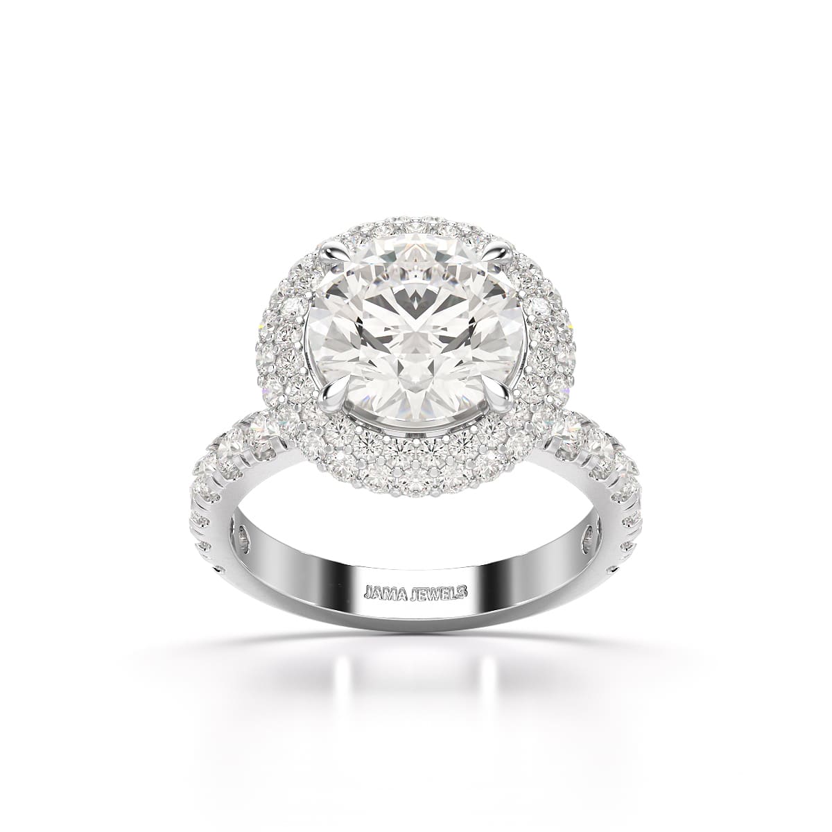 4.32 CT Round Cut Halo Lab Diamond Ring