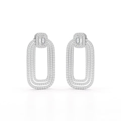 4.46 CT Lab Diamond Halo Drop Earrings