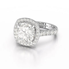 5.74 CT Lab Diamond Cushion Cut Halo Ring