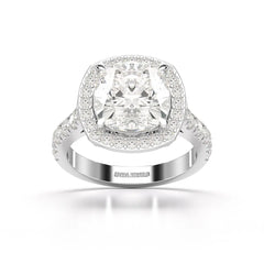 5.74 CT Lab Diamond Cushion Cut Halo Ring