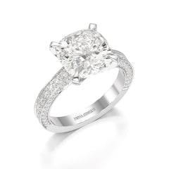 6.1 CT Lab Diamond Cushion Cut Solitaire Ring