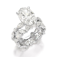 6.56 CT Oval and Marquise Cut Lab Diamond Ring Jama Jewels