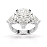 6.82 CT Lab Diamond Pear Cut Three Stone Ring