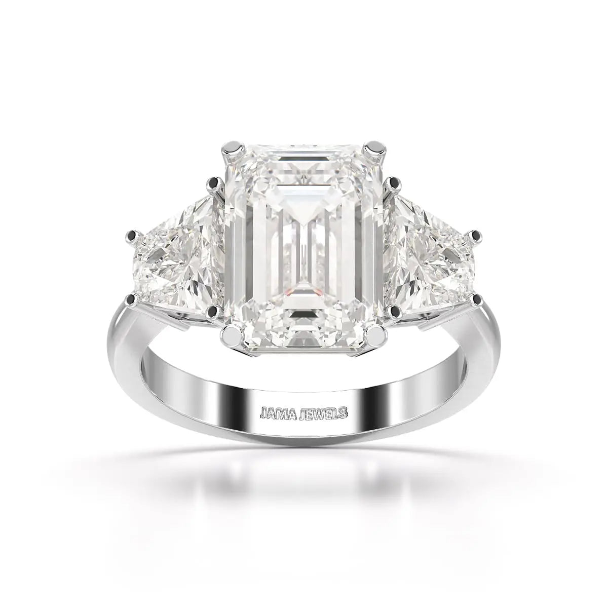 6 CT Lab Diamond Emerald Cut Three Stone Ring