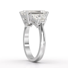 6 CT Lab Diamond Emerald Cut Three Stone Ring