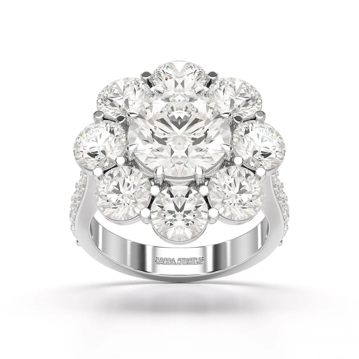 7.88 CT Halo Lab Diamond Round Cut Ring Jama Jewels