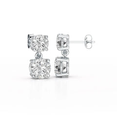 Simple Round Cut 6.34 CT Lab Diamond Drop Earring
