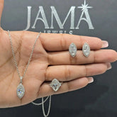 5.60 CT Marquise Cut Jewellery Set - Ring, Earring & Chain Pendant (Ready for Delivery) Jama Jewels