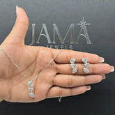 7.70 CT Three Stone Drop Diamond Jewellery Set - Earring & Chain Pendant (Ready for Delivery) Jama Jewels
