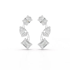 3.45 CT Lab Diamond Multi-Shape Three Stone Earrings