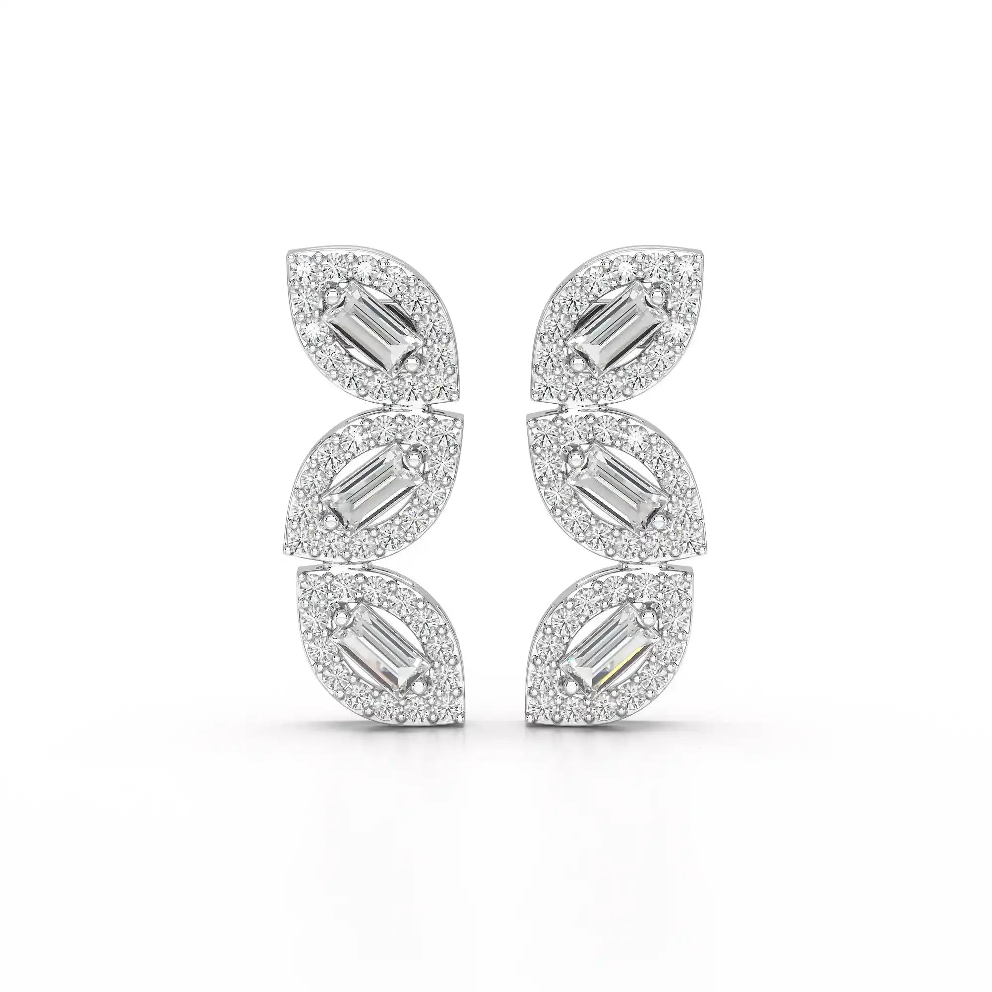0.55 CT Baguette & Round Cut Lab Diamond Drop Earring Jama Jewels