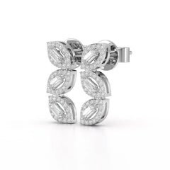 0.55 CT Baguette & Round Cut Lab Diamond Drop Earring Jama Jewels