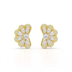 1.05 CT Flower Shape Stud Earring with Pear & Round cut Lab Diamonds Jama Jewels